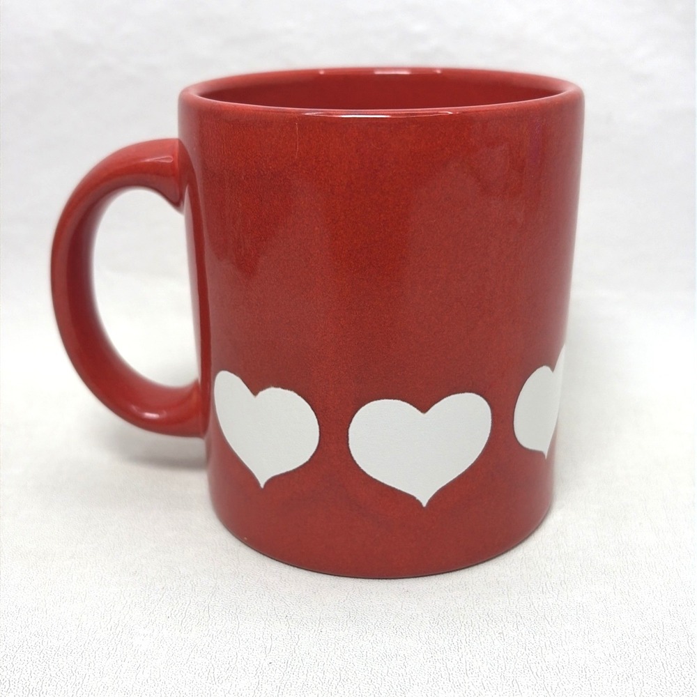 Vintage Waechtersbach W. Germany Coffee Mug Red With White Big Hearts Love